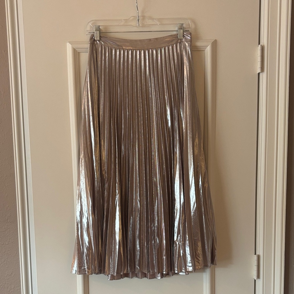 1. State Champagne Silver A-Line Skirt